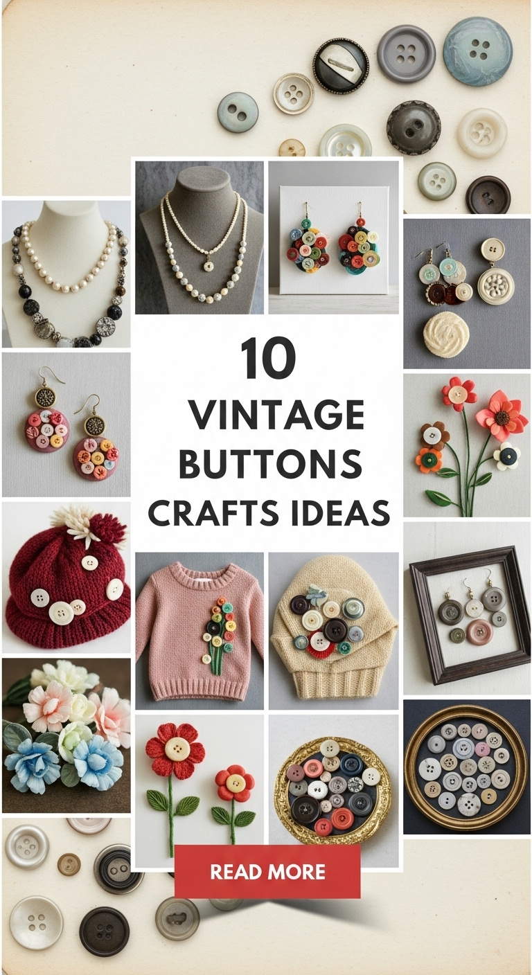 10 Vintage Buttons Crafts Ideas