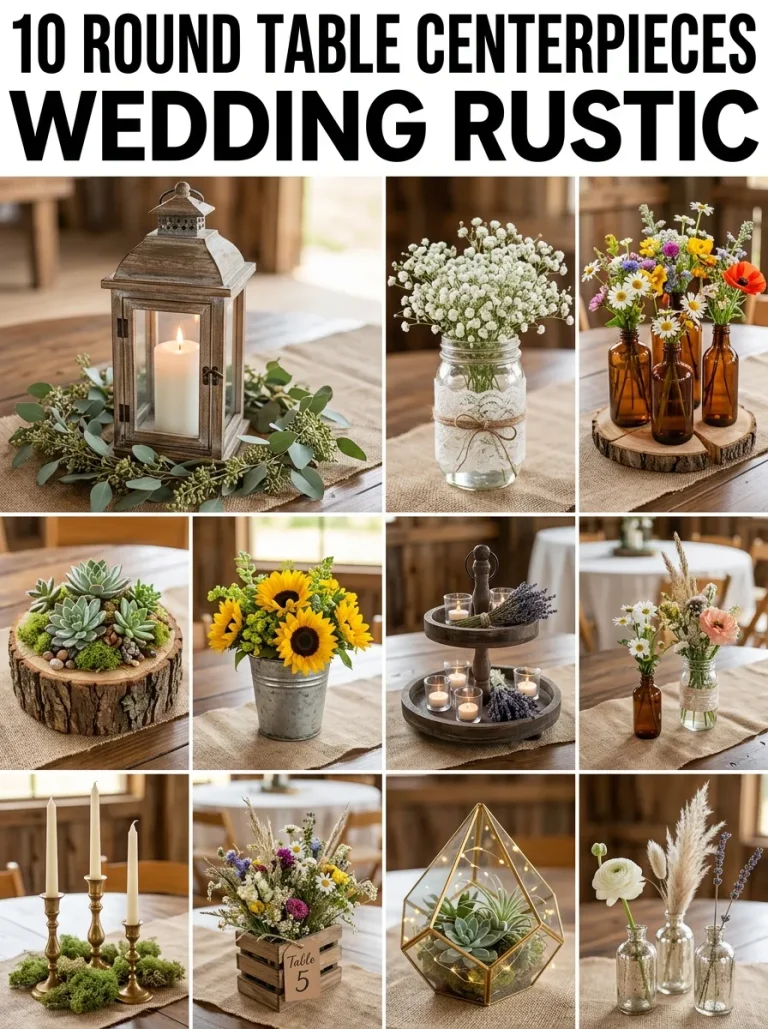 10 Round Table Centerpieces Wedding Rustic